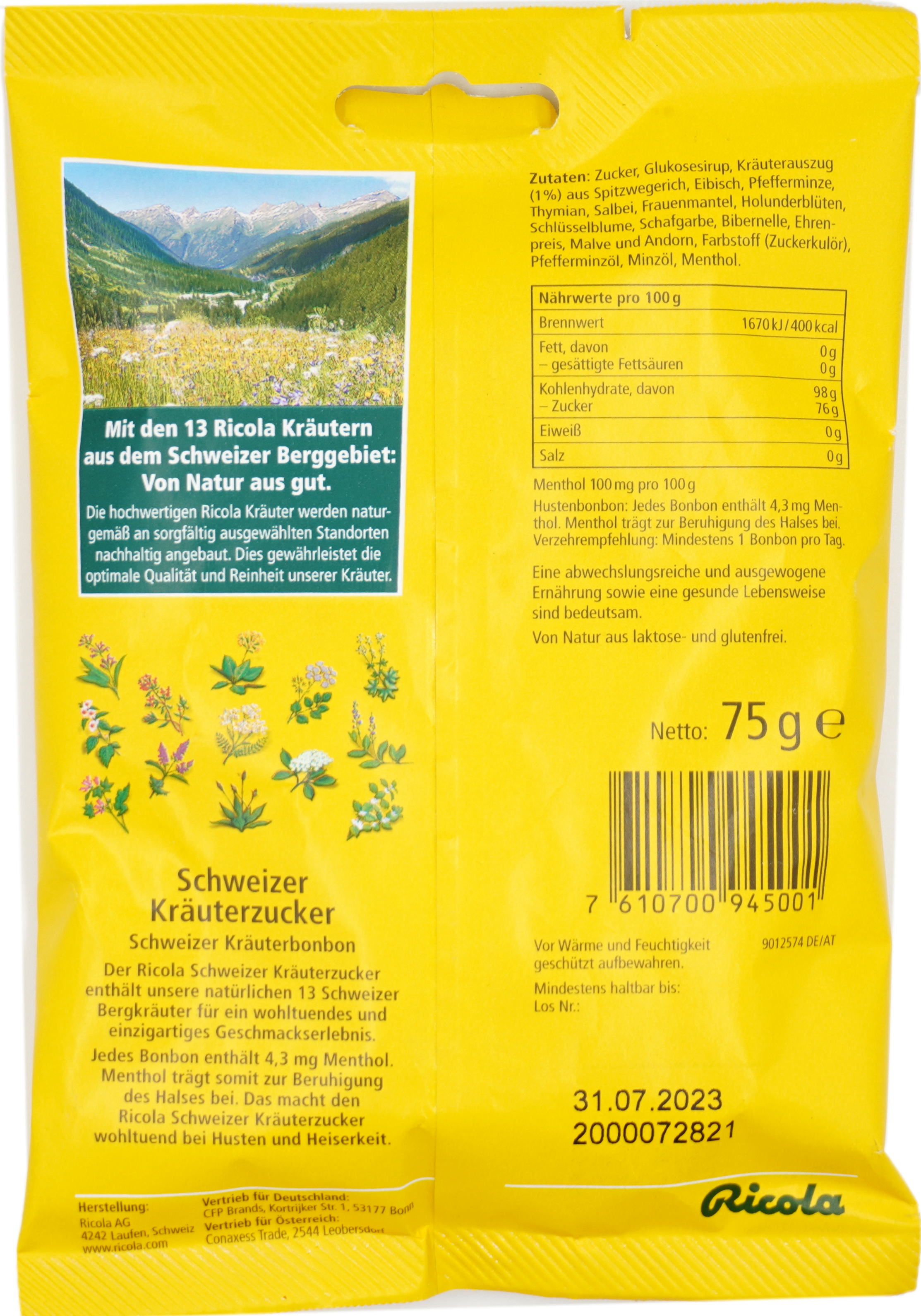 Ricola Schweizer Kräuterzucker 75g