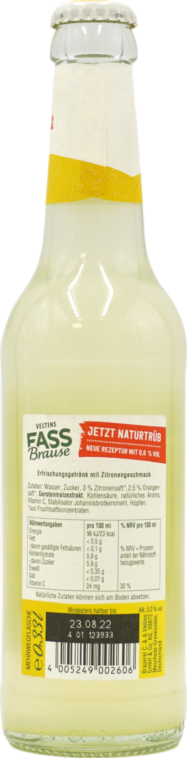 Veltins Fassbrause Zitrone isotonisch alkoholfrei
