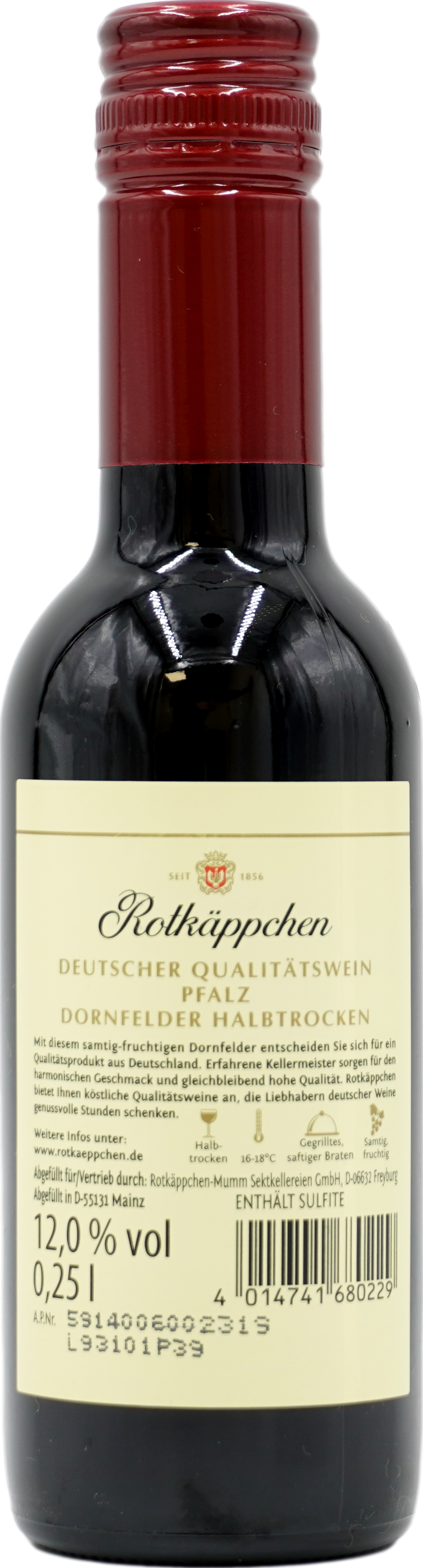 Rotkäppchen Dornfelder Pfalz halbtrocken rot