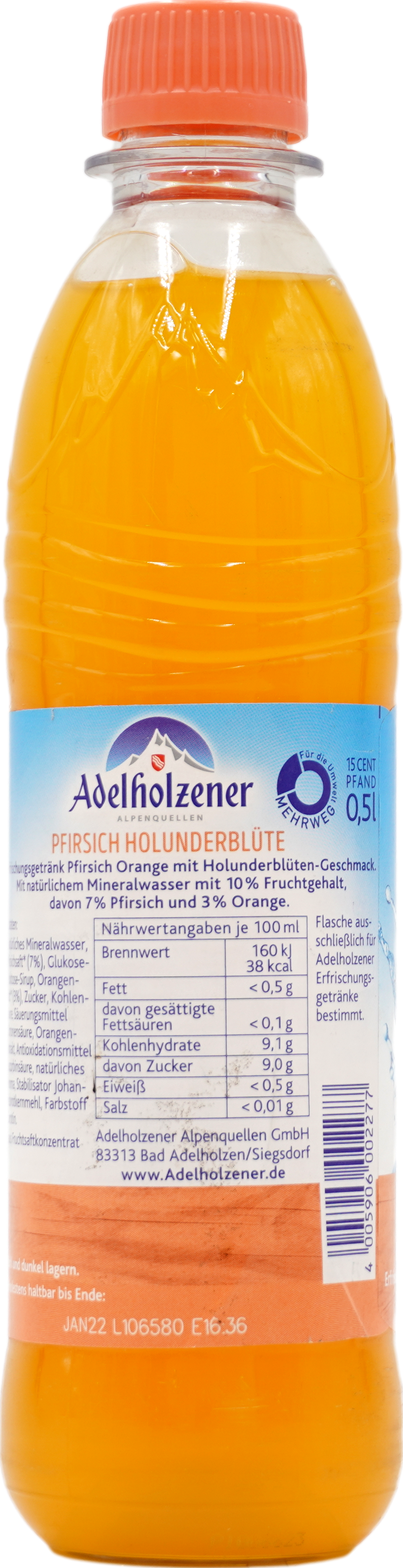Adelholzener_Pfirsich-Holunderbluete_L6805_12_x_0_5l_PET-_1_x_0_5l_PET_1_1 Adelholzener Pfirsich-Holunderblüte