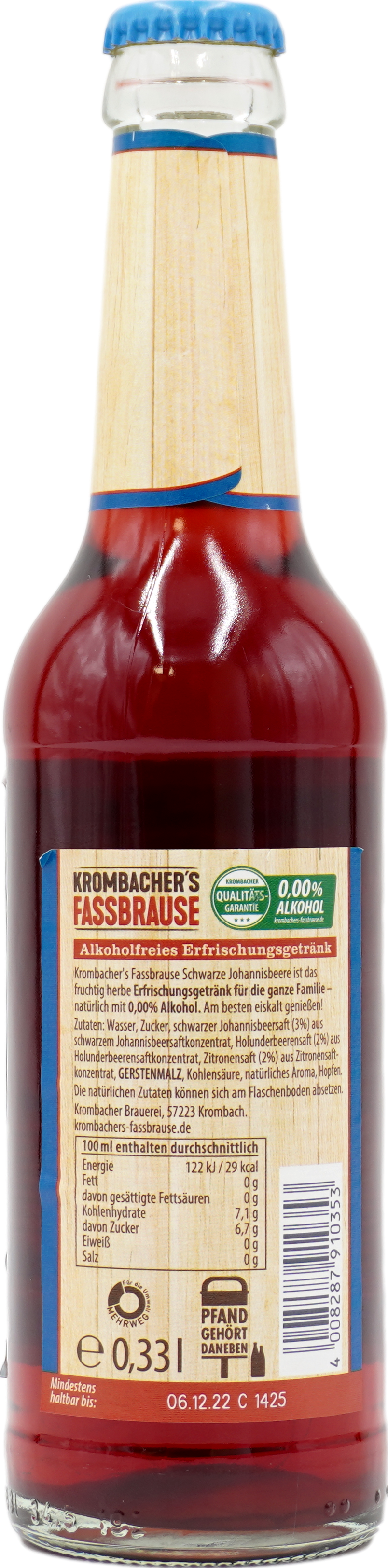 Krombacher Fassbrause Schwarze Johannisbeere